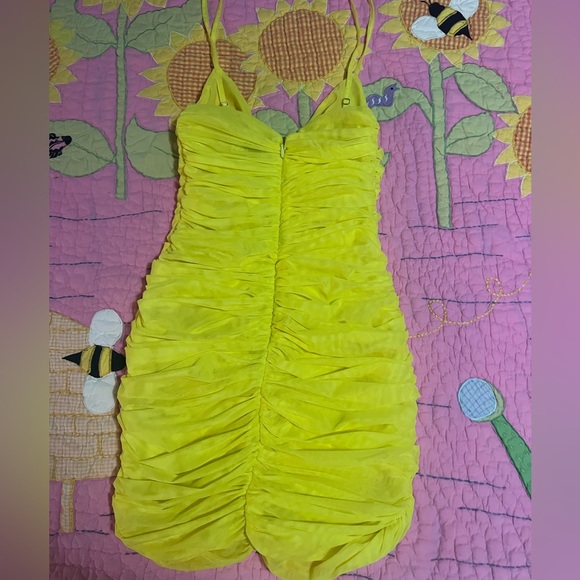 House of CB Mistress Rocks Lemon Plunge Mesh Dress - Picture 6 of 6